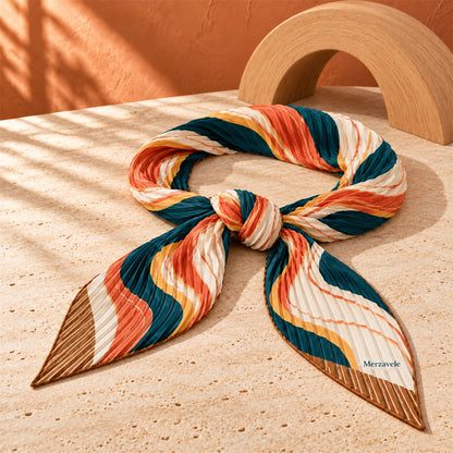 Merzavele Pleated Color-Wave Skinny Scarf - styled view