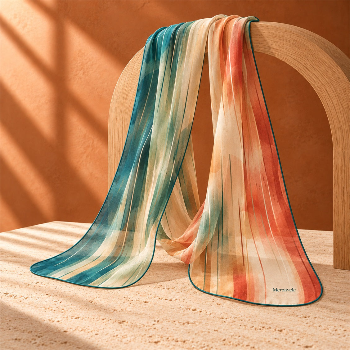 Merzavele Watercolor Horizon Long Scarf - styled view