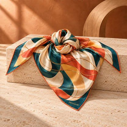 Merzavele Modern Wave Square Scarf - styled view
