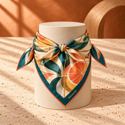 Merzavele Citrus Geometry Square Scarf - styled view