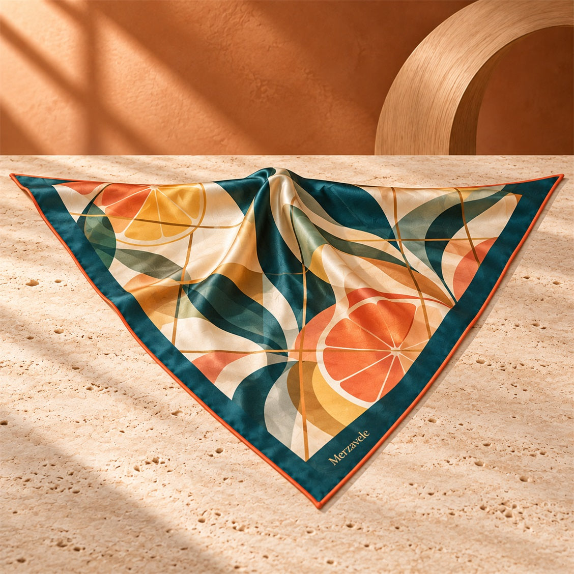 Merzavele Citrus Geometry Square Scarf - main product view